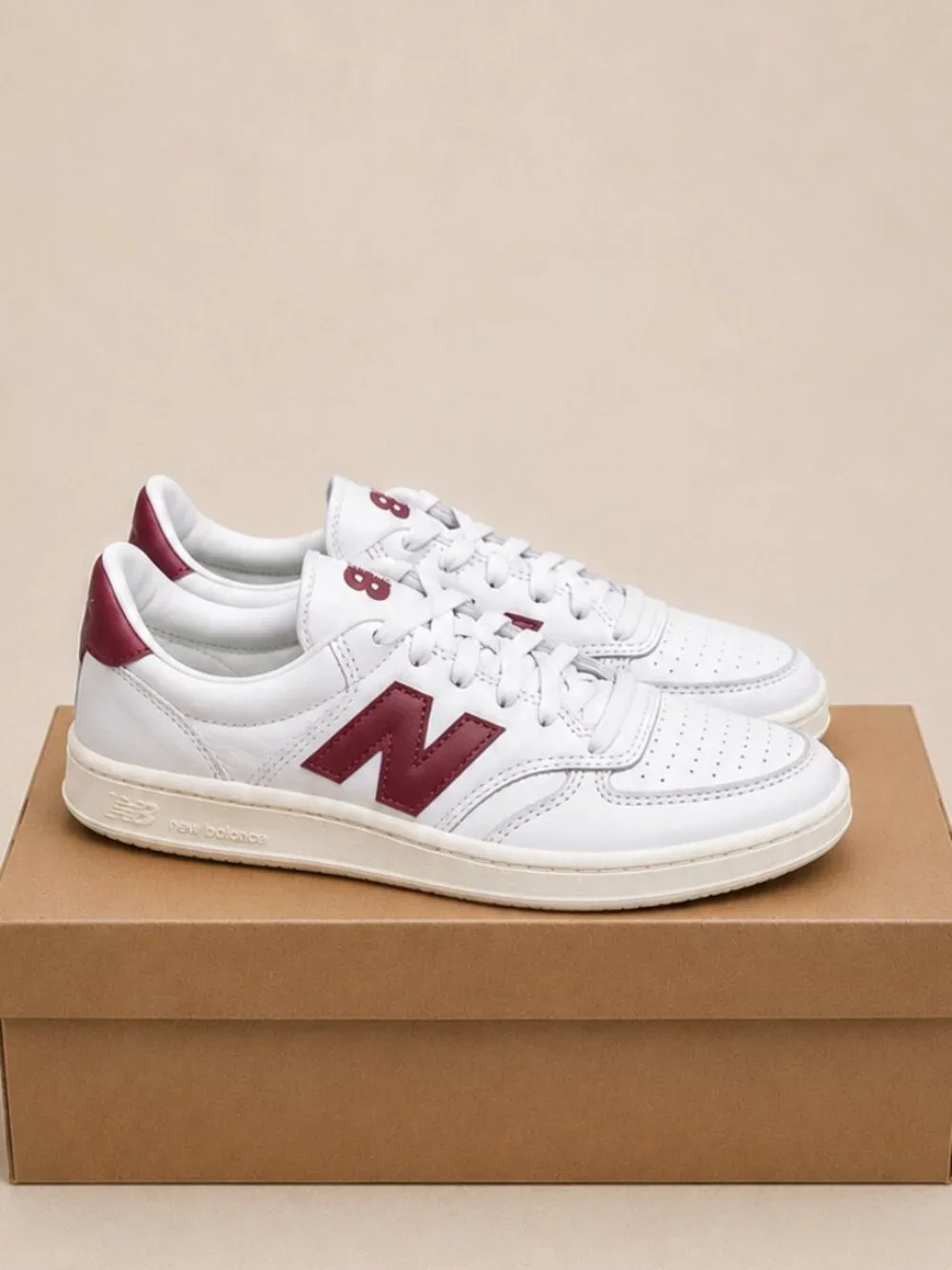 New Balance CT500 White Burgundy Leather Court Sneakers CT500LPB Mens 8